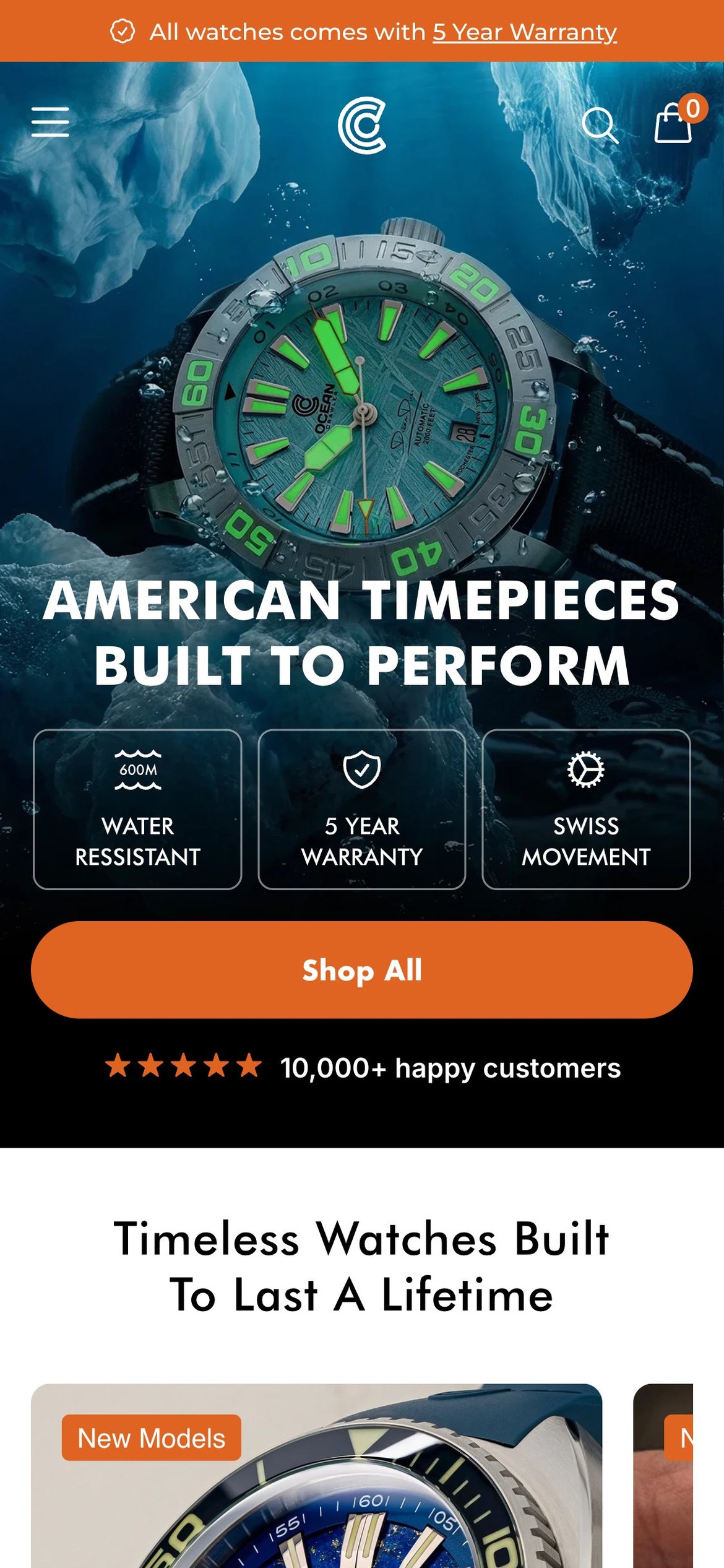 Ocean Crawler — Homepage hero, Mobile