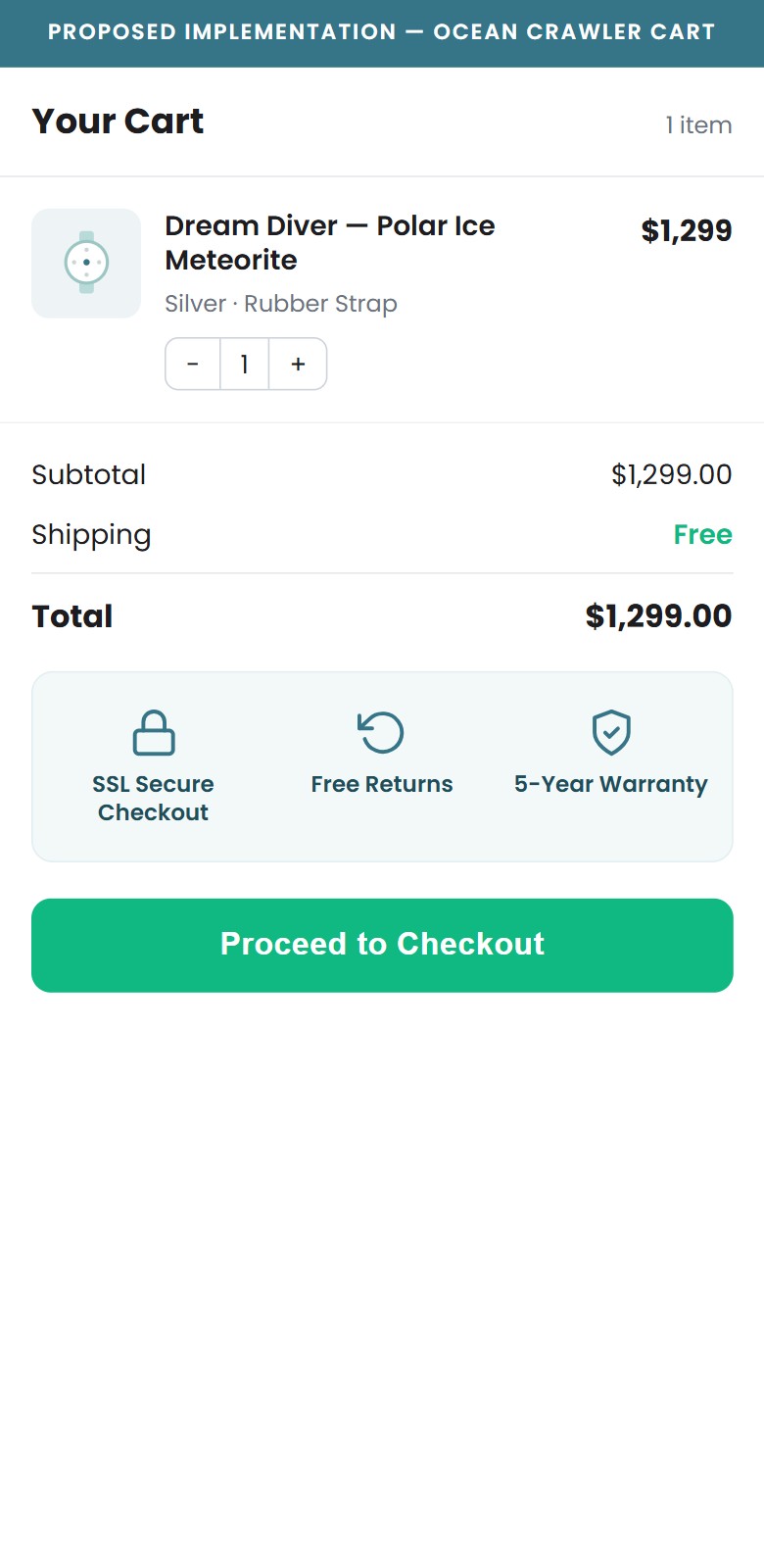 Proposed Implementation — Trust row above checkout button
